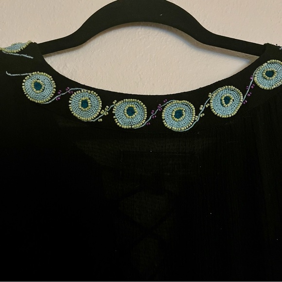 Double D Ranchwear Buffalo Grass Top Black Boho - Picture 7 of 10